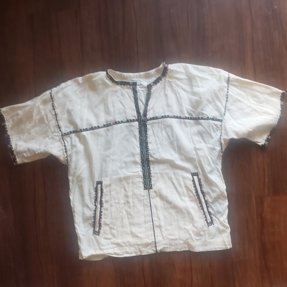 Isabel Marant MEKKI SHSLV EMBROIDERED TOP Cream Cotton Size 6 - Picture 2 of 13